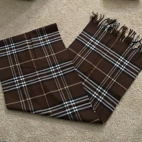 Cashmere Feel Brown Plaid Scarf - Picture 2 of 2
